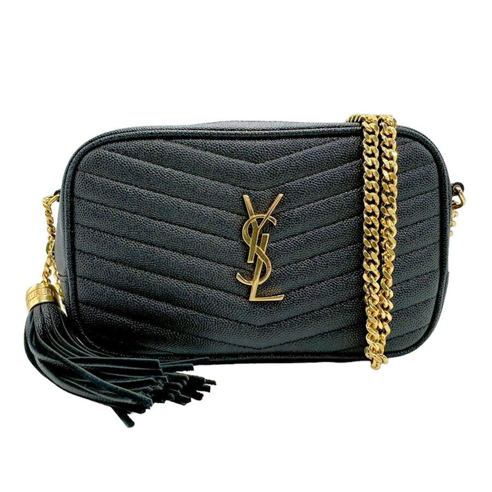 Saint Laurent Lou Camera Bag YSL logo chevron quilting black